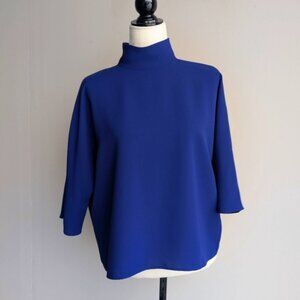 Uniqlo royal blue high neck 3/4 sleeve blouse